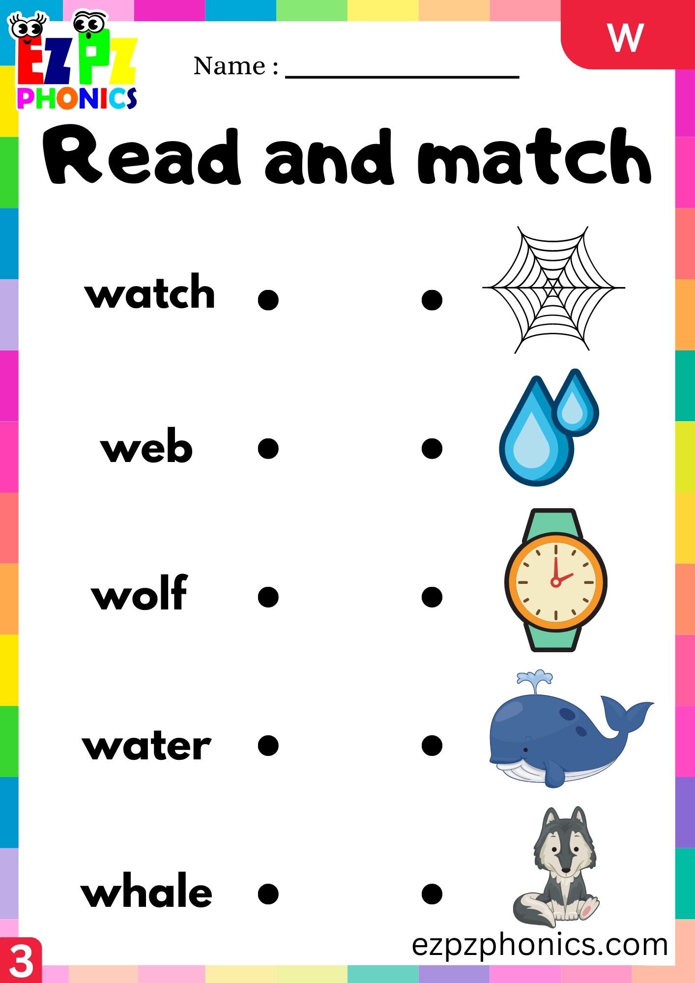 Letter w Read and Match the Words with the Images Group 3